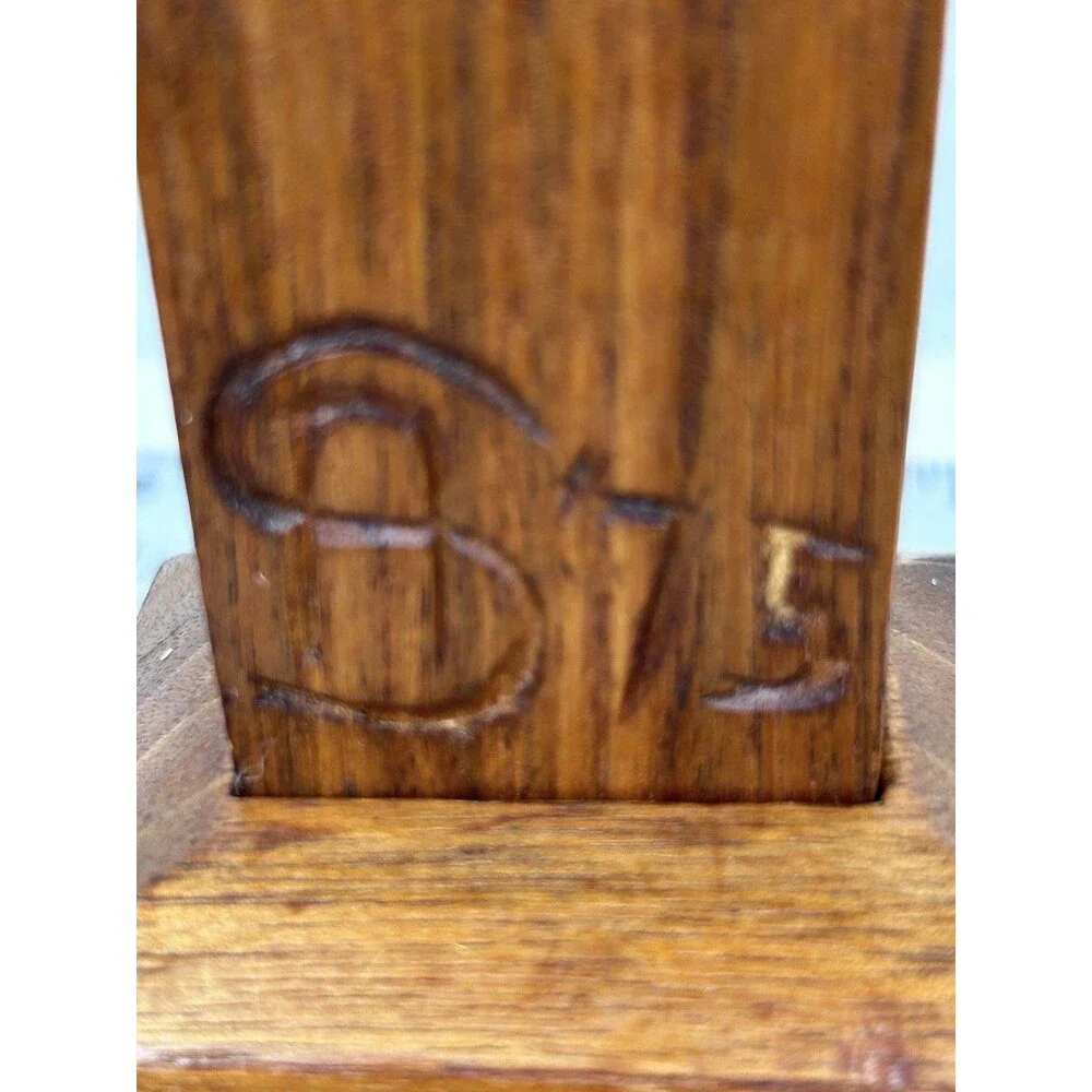 VTG Wood table top cross 75 hand-carved 12 in signed dated folk art chip-carving